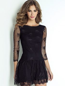 Mode Jurken Kanten jurken Mint&berry Kanten jurk zwart elegant 