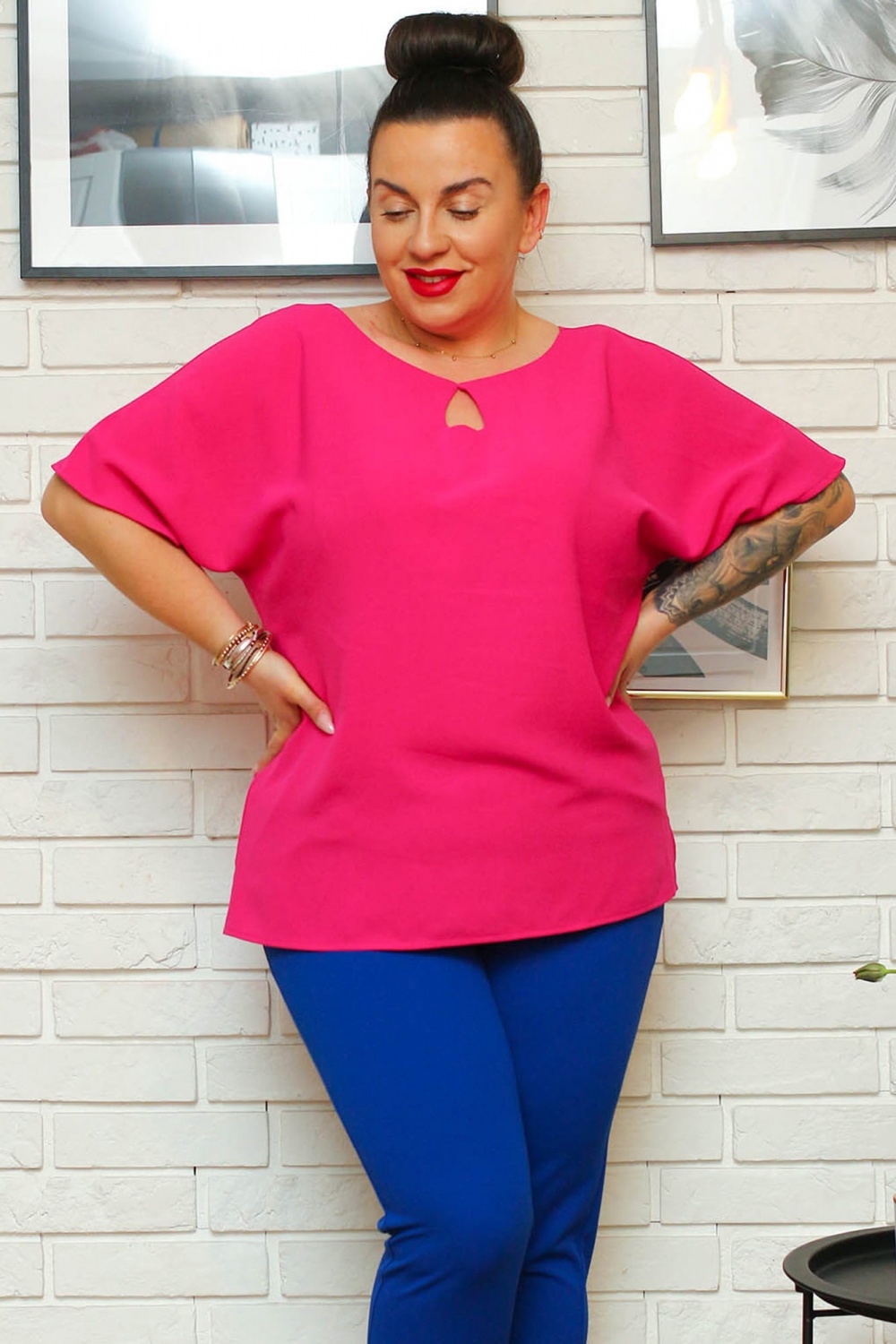 Karko Plus size blouse pink